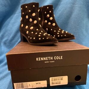 Kenneth Cole Black Silver Studded Ankle Booties